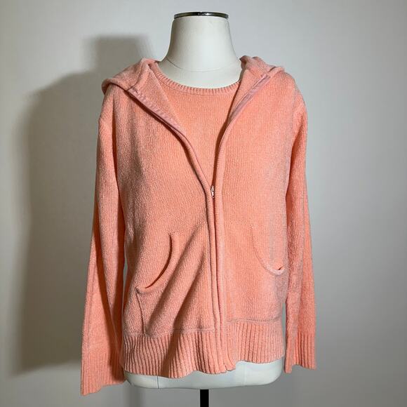 Denim & Co Salmon 2 Pc Active Zip Up Sweatshirt & Matching Tank Womens Size XS - Picture 1 of 12